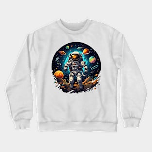 Colorful Astronaut in Space #4 Crewneck Sweatshirt